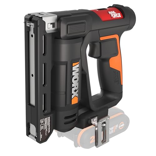 WORX - WORX Agrafeuse et Cloueuse de Finition sans Fil 20V WX843.9, 2 en 1, Jusqu'à 60 Clous/min, Réglage de la Pronfondeur Sans Outil, Livrée Avec 500 Clous et 500 Agrafes, Sans Batterie ni Chargeur