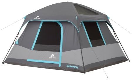 10' x 9' Ozark Trail Six-Person Dark Rest Cabin Family Camping and Adventure Tent, Includes a Gear Loft, Hanging Organizer, and Electrical Port Access and Ground Vent for Improved Air Circulation