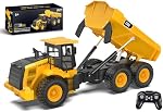 NOKA Remote Control Dump Truck Toys, 1:18 Scale Construction Vehicles | 6 Wheels, 9-Channel RC Engineering Truck with Lights & Sound, Birthday Gifts for Kids Boys Age 6+
