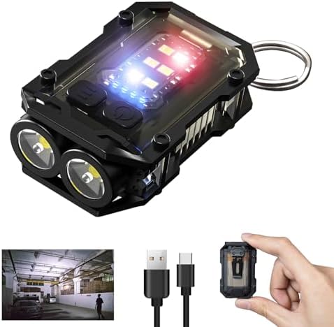 W409 Mini Keychain Flashlight with Magnet, USB C Rechargeable, EDC, 800 High Lumens, LED & COB Portable Clip on Flashlights-8 Modes, Waterproof