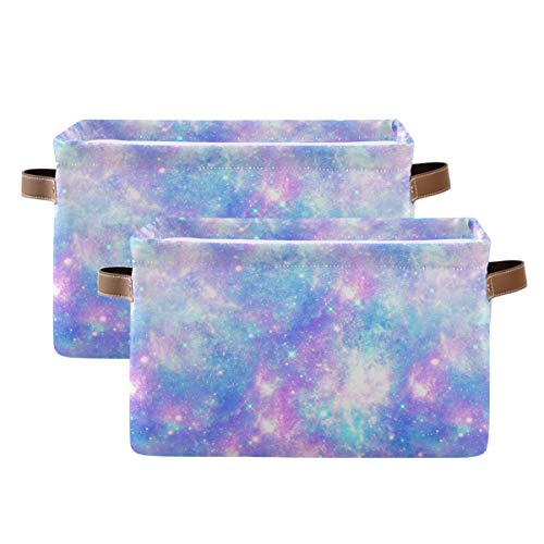 KEEPREAL Foldable Storage Baskets Set of 2, Magic Galaxy Star