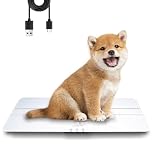 UNIWEIGH Digital Pet Scale - 220lbs x10g Accuracy, Dog/Cat Animal Scales with 3 Weighing Units/Tare/Hold Function, Tempered Glass Material, USB Charging, Large LED Platform, White