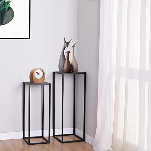 Lanpu Tall Pedestal Metal Plant Stands, Display Rack Cylinder Tables For Parties, Pedestal Stand, Golden Nesting Display End Table, Flower Pot Holder Indoor Outdoor For Garden, Patio, Terrace, Living Room(Black) #TOP6