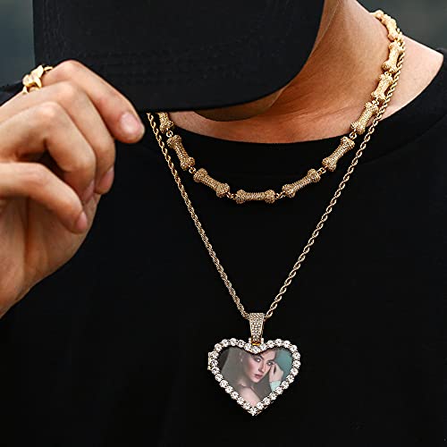 Heart Custom Necklace For Girls Personalized Heart Picture Necklace For Women Photo In Heart Pendant Custom Picture Chain Heart Pendant Jewelry Making Men Hip Hop Jewelry With 24" Rope Chain #TOP5