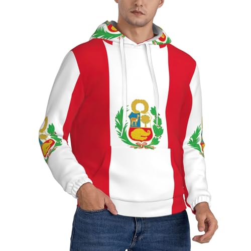 Sweat à capuche Pérou homme chandail chaud imprimé drapeau vêtement épais