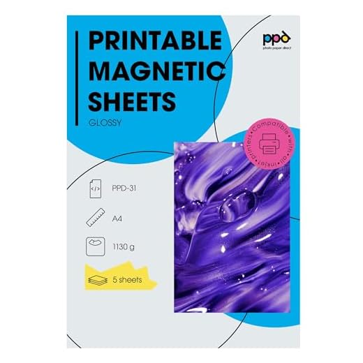 PPD Inkjet - A4 x 5 Hojas de Papel Fotográfico Magnético Brillante - Imán Imprimible Personalizable - Recortable con Tijeras Domésticas - Para Impresora de Inyección de Tinta - PPD-31-5