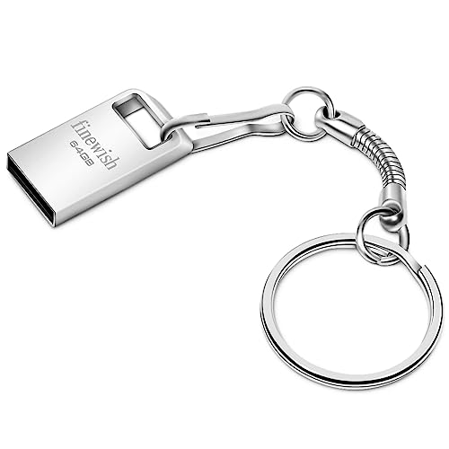 Memoria USB 2.0 64gb, Mini Pendrive 64GB USB 2.0 Impermeable USB 2.0 Flash Drive 64 GB Computadoras, Tabletas Almacenamiento de Datos Externo (Plata)