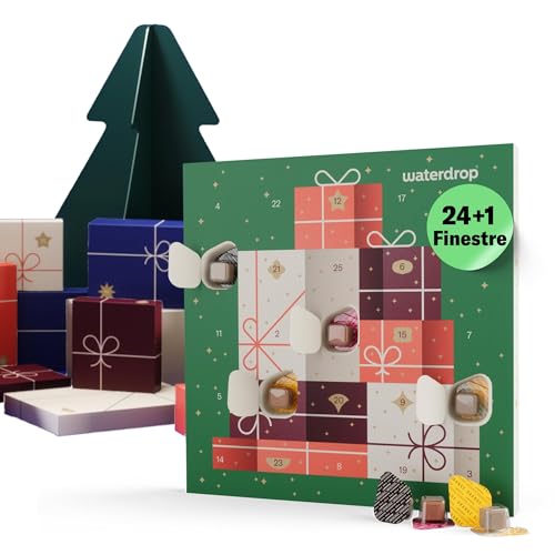 waterdrop® Calendario dell’Avvento 2025 – Mistery Box con 25 Sorprese Esclusive, Cubetti Aromatizzati per AcquaCalendario Avvento Unisex con Regali Donna Uomo, Idee Regalo di Natale,Buono Regalo