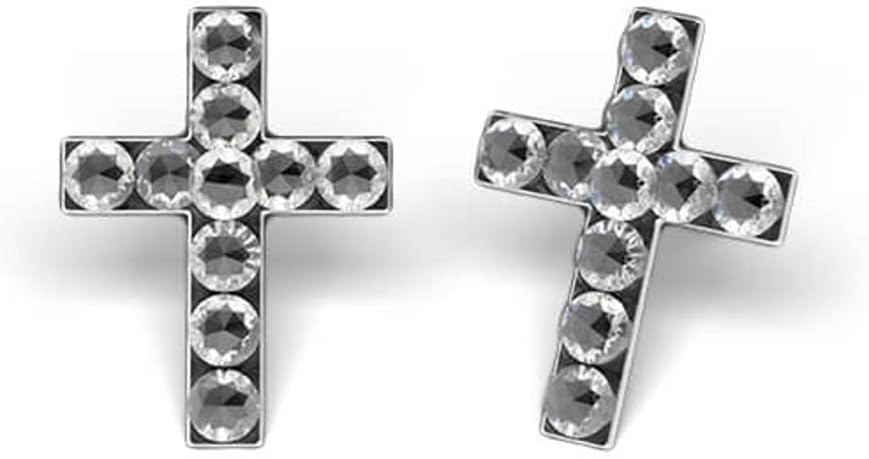 Sensitive by STUDEX, Cross with Crystals Stud Earrings, Surgical Steel, 2 Colours