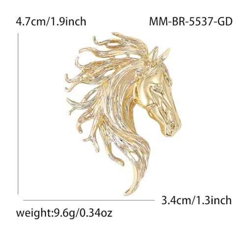 Image of Dreuyet Horse Brooch Pin Horse Racing Suit Lapel Pin for Women Men Rhinestone Antique Gold Horse Animal Brooch Clothing Outfits Accessory Jewelry
