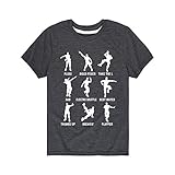 Instant Message - Dance Emotes - Gaming Gamer Youth Short Sleeve Graphic T-Shirt - Size Medium Heather Charcoal