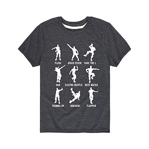 Instant Message - Dance Emotes - Gaming Gamer Youth Short Sleeve Graphic T-Shirt - Size Medium Heather Charcoal