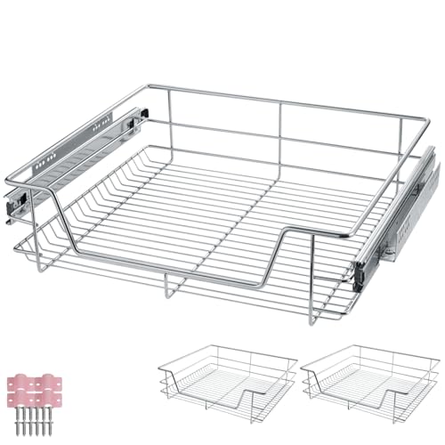 TecTake® Cajón Telescópico, Bandeja Extraible Armario, Rieles Extensibles, Organizador Cocina, Organizador Armario Cocina, Cajon Telescopico Cocina - 2 Cajones, Apto para armarios de 60 cm