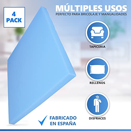 Miniatura 6 de Laborda Espuma Para Tapizar - Pack 4 Planchas De Poliuretano De 50 X 50 X 3 Cm - Densidad 25 Kg M - Fabricadas En España