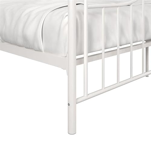 Dhp Tokyo Metal Platform Bed With Classic Finial Post Headboard And Footboard, Underbed Storage Space, No Box Spring Needed, Queen, White #TOP1