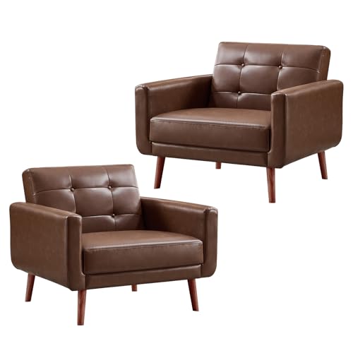 Sillón Plegable Marrón de Cuero Retro miniatura 1