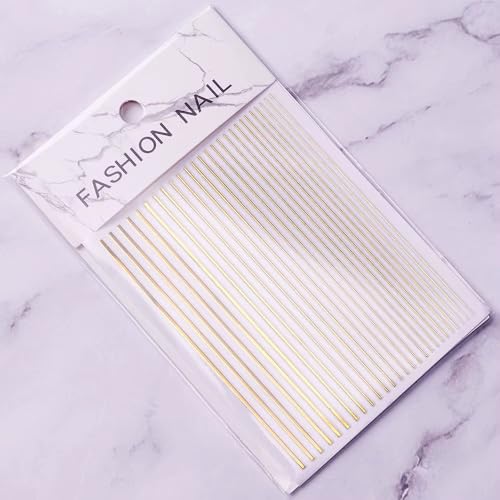 Gold Şerit Tırnak Sticker, Şerit Tırnak Etiketi Nail Art