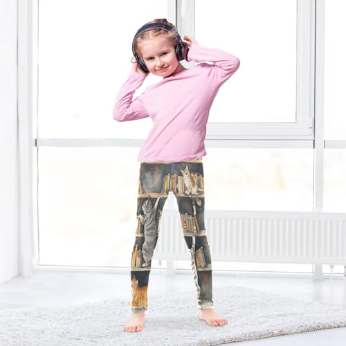 Toddler Girls Leggings Printed Yoga Pants Leggings Cats Playing Bookshelf for Kids4