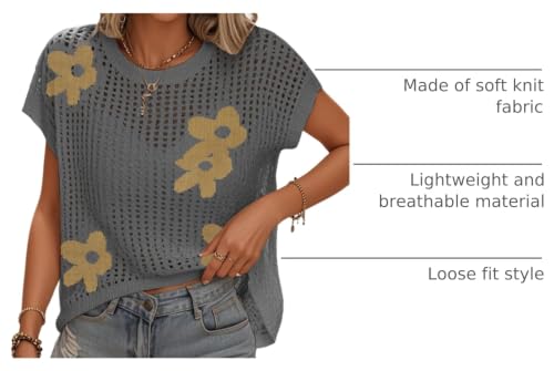 Image of Womens Summer Crochet Tops Hollow Out Cap Sleeve Cover Up Tank Top Pullover Sweater Vest Beach Vacation Clothes