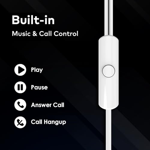 Image of Itel L20 Pro in Ear Wired Headphones | 14Mm Super Bass Driver | Built-in Music & Call Control | in-Line Microphone | 1.2M Cable Length | White