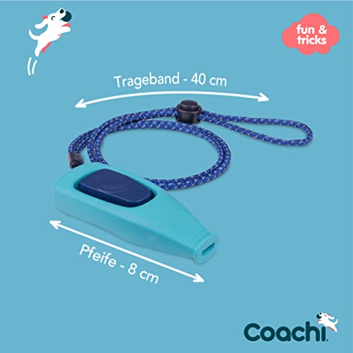 Coachi Whizzclick, 2-in-1 kombinierter Clicker und Pfeife, Hundetrainingspfeife für Rückruf- und Clickertraining zur Belohnung, verstellbares und reflektierendes Trageband, für alle Hunde und Welpen