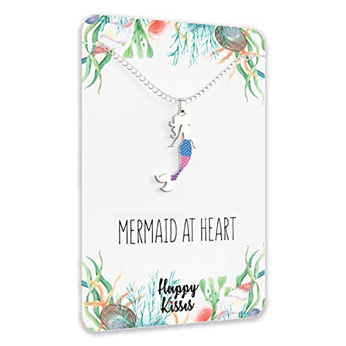 Mermaid Necklace – Cute Mermaid Gift Charm for Women, Girls & Teens – “Mermaid at Heart” Message Card4