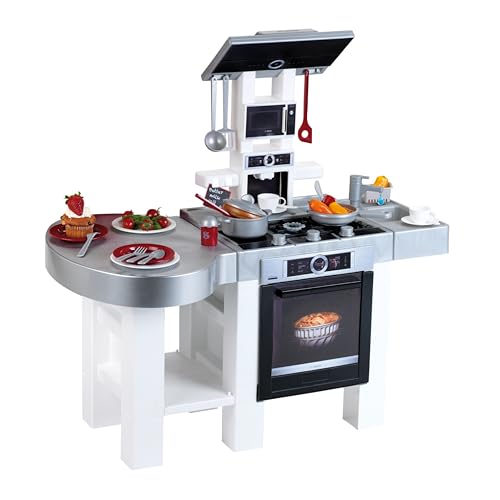 Theo Klein Bosch Küche Modern Style I Beidseitig bespielbare Spielküche mit Licht und Sound I Inkl. Pump-Wasserhahn, Koch- und Kaffee-Utensilien I Spielzeug für Kinder ab 3 Jahren