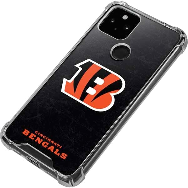 Skinit Clear Phone Case Compatible with Google Pixel 5 - Officially Licensed NFL Cincinnati Bengals - Distressed Design