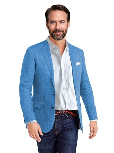 Mens Casual Blazer Suit Jacket Lightweight Two Button Sport Coat Slim Fit Business Suit Jacket Work Office