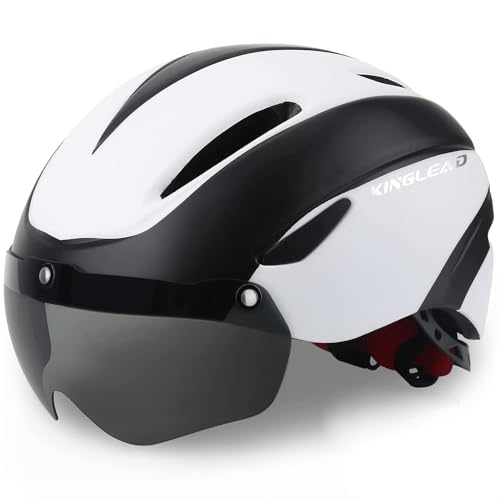 KINGLEAD Fahrradhelm,Fahrradhelm mit Magnetische Schutzbrille Fahrradhelme Einstellbarer Radhelm Rennradhelm für Erwachsenen Herren Damen Fahrradhelm MTB Mountainbike Helm