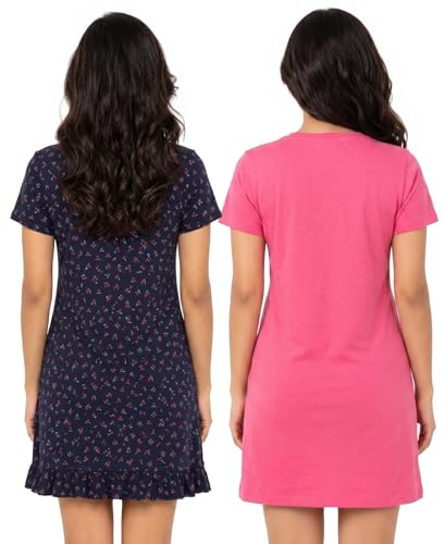 Image of Real Basics Women's Cotton Printed Knee Length Nightdress