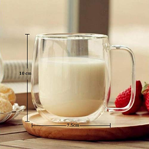 Digralne Taza de Café de Cristal Pared Doble Vaso Taza, Tazas para Espresso Juego de Vasos para Café Latte Macchiato… - Imagen 4