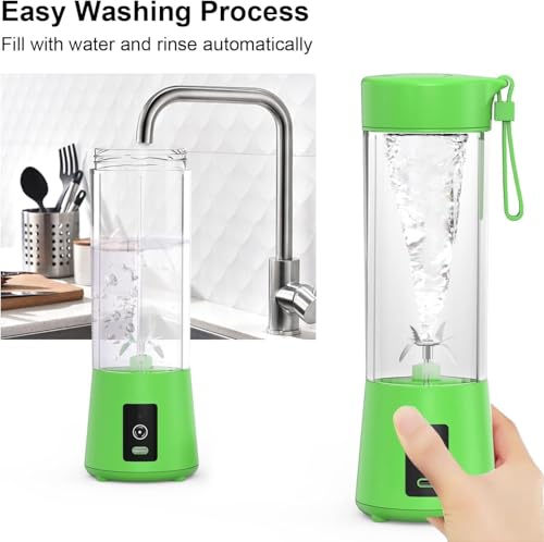Image of NUVANTA 380ML USB Rechargeable Blender Heavy Duty Juicer, 6 Blades, Mini Handheld Fruit Hand Mixer for Home & Outdoor Use