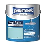 Johnstone's - Bathroom Paint - Blue Shore - Mid Sheen Finish - Stain Blocker Paint - Use in Moist & Damp Areas - Low Odour- Dry in 1-2 Hours - 12m2 Coverage per Litre - 2.5L