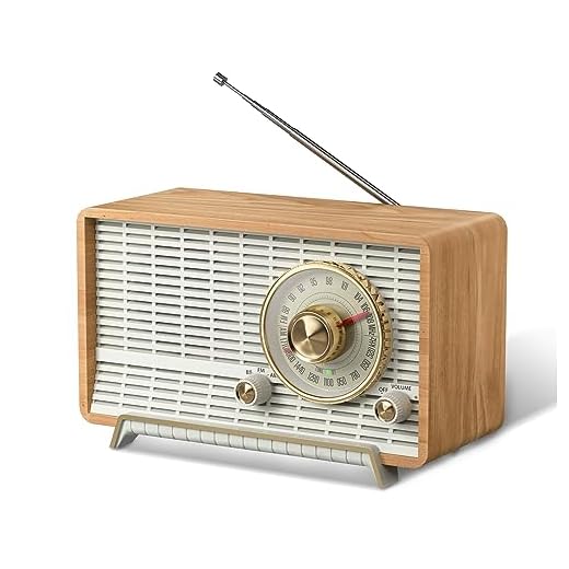 YOWGUIF AM FM Radio Classic Retro Wood Table Radio Bluetooth Speakers Radios Plug-in Wall with Rotary Knob Great for Home, Office