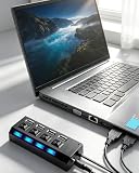 4-Port USB 2.0 Hub, USB Splitter with Individual On/Off Switches, Portable USB Expansion Adapter