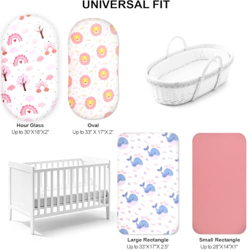 Image of Baby Bassinet Sheets for Baby Boy Girls,4-Pack Fitted Bassinet Sheets Set Compatible with Halo Bassinest Swivel Sleeper,Baby Delight,Angelbliss,32 inchX16 inch (Lion Heart)