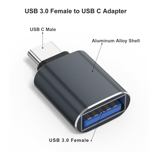 Image of Tobfit USB-C to USB 3.0 Adapter, 2 Pack Aluminum Type C Male to USB 3.0 Female Adaptor Thunderbolt 4 /3 OTG Converter Compatible with iPhone15 /16, MacBook Pro /Air22 /23, iPad Pro /Mini & More