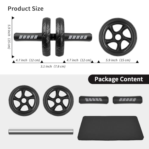 FEELCAT Convertible Ab Wheel Roller,Abs & Core Workout, Exercise Wheel with Knee Pad, Double Wheel Set with Dual Fitness Strength Training Modes at Gym or Home (Red Double Wheel)