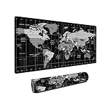Dyazo Large World Map Anti-Slip Extended Desk Mat| Mouse Pad | Water Resistant Mat for Laptop| Computer Size 800 x 300 x 3 mm (Black No Logo)