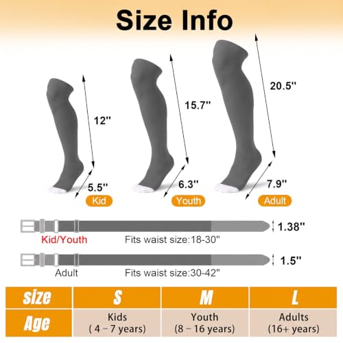 Image of XZQTIVE Baseball Socks and Belt Combo,Over the Knee Softball Socks and Belt,Knee High Football Socks for Kids Youth Adults