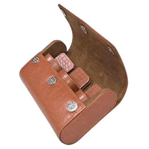Image of essart Watch Roll Case - Croco Tan Leather 3 Slot Organizer Box for Watches | Elegant Luxury Travel Case for Collectors