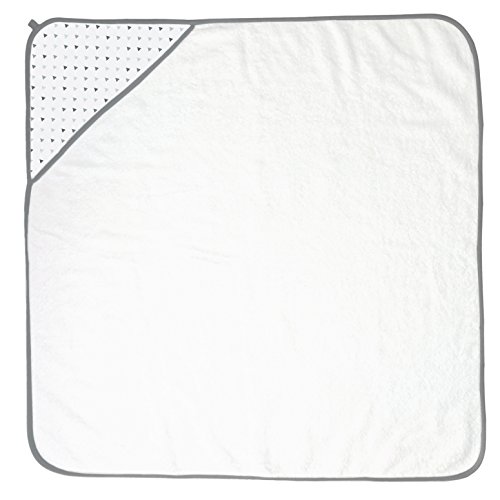 Image of SwaddleDesigns Cotton Terry Baby Hooded Towel, Tiny Triangle Shimmer, Sterling
