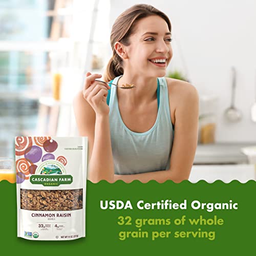 Image of Cascadian Farm Organic Granola, Cinnamon Raisin Cereal, Resealable Pouch, 11 oz. (Pack of 5)