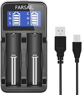 18650 Battery Charger, FARSAIL Rechargeable Battery Charger Compatible with 3.7V Lithium ion 18650