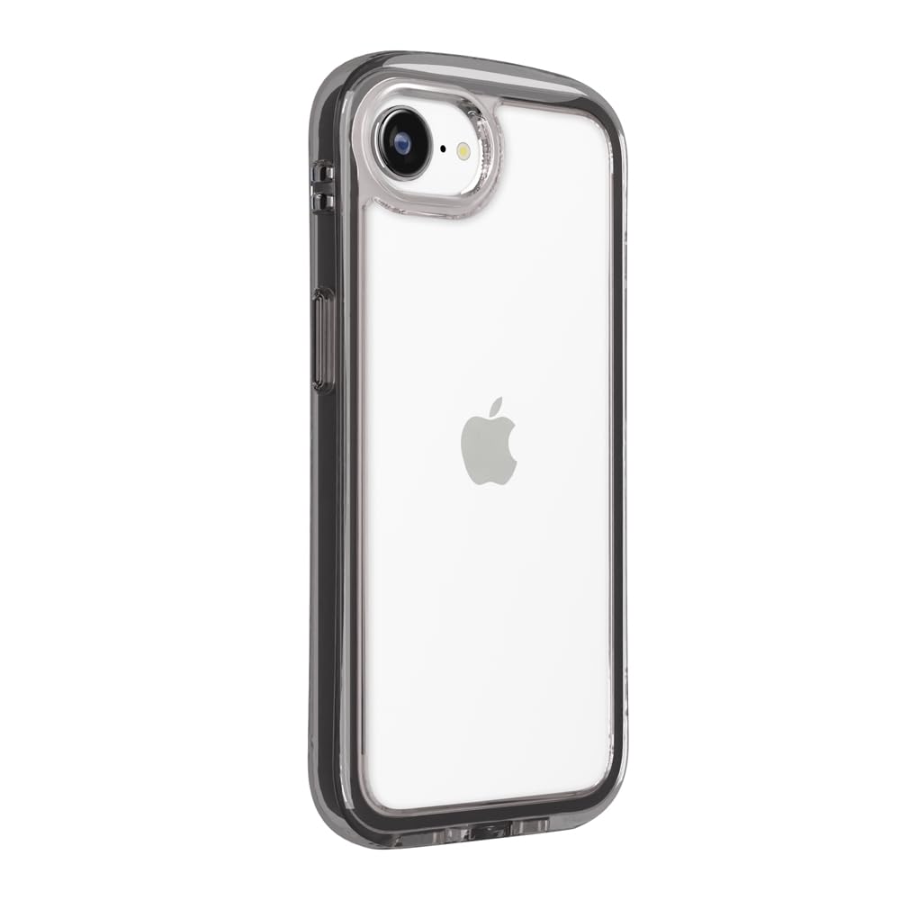 iPhone16e 用 エアクッションケース ケース ストラップホール 背面クリア 耐衝撃 エア グラファイト PG-25KAR01BK