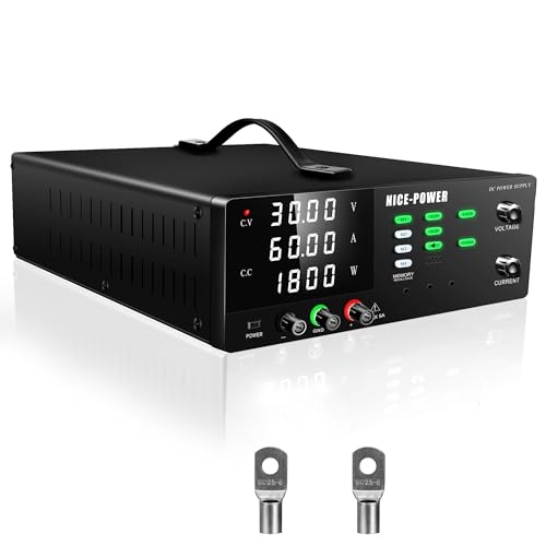 Image of NICE-POWER DC Power Supply Variable, 30V 60A 1800W High Power Switching DC Regulated Bench Power Supply with Output Switch, OCP & OVP, Memory Function, Encoder Knob, 4-Digit LED Display, Lock Button