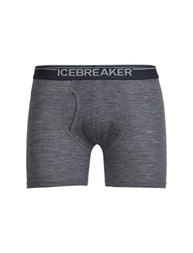 Icebreaker Merino Men's Anatomica Rib Boxers with Fly, Gritstone HTHR/Stealth, X-Large