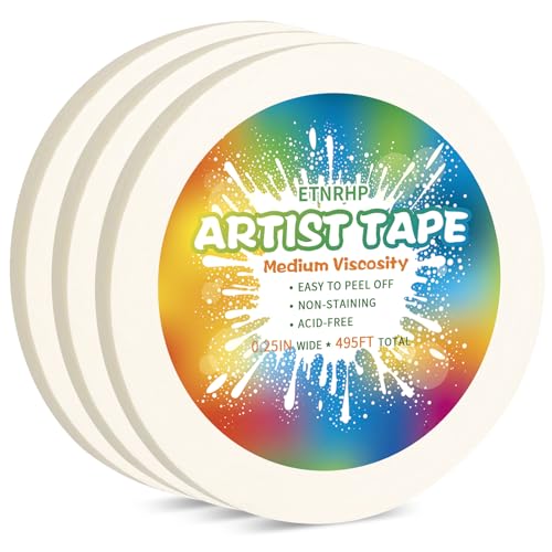 ETNRHP White Art Masking Tape for Watercolor Paper Borders，0.25in 495ft