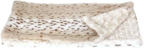 The Dog Squad Minkie Binkie Pet Blanket, Small, Snow Leopard and Ivory